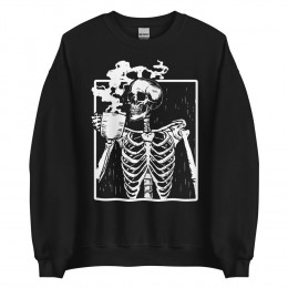 Skeleton Drinking Coffee Sweatshirt